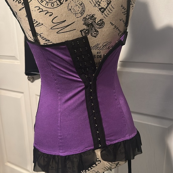 BodyRage Intimates Purple and Black Corset & Garter Bodysuit - Picture 10 of 11
